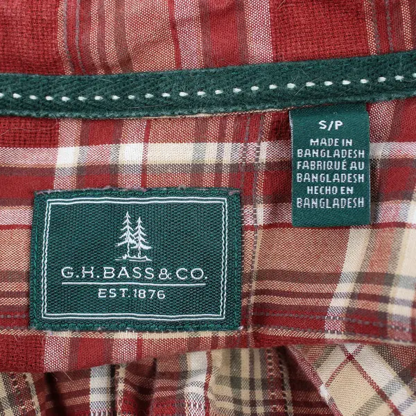 G.H. Bass & Co. Men's S Orange/Red Plaid Long Sleeve Button Up Shirt