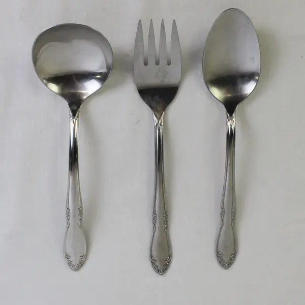 Lot Of 3 Oneida Silver Plantation (Stainless) Flatware Serving Fork, Spoon Ladle