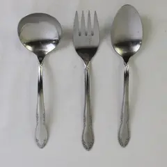 Lot Of 3 Oneida Silver Plantation (Stainless) Flatware Serving Fork, Spoon Ladle