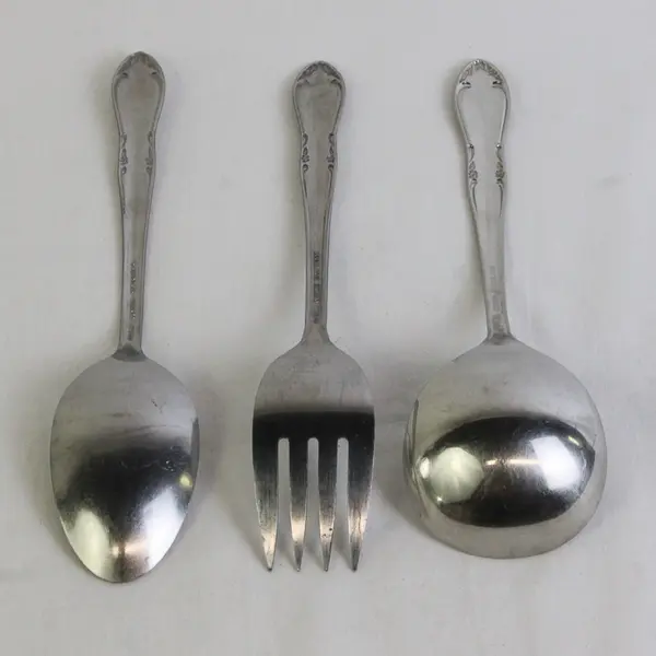 Lot Of 3 Oneida Silver Plantation (Stainless) Flatware Serving Fork, Spoon Ladle