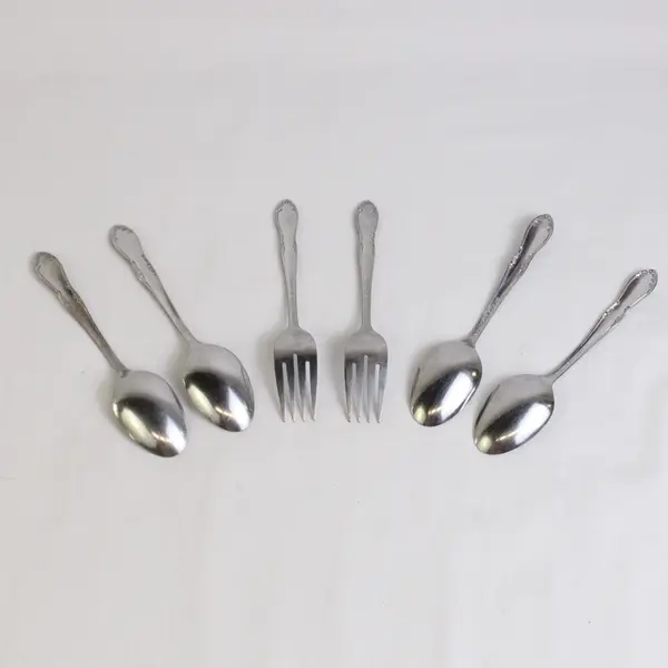 Lot Of 6 Oneida Silver Plantation (Stainless) Flatware Soup Spoons 2 Salad Forks