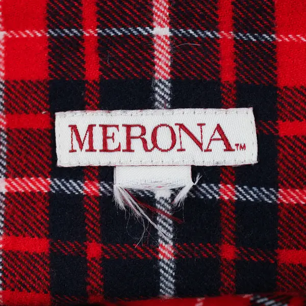Merona Men's M Red and Blue Plaid Long Sleeve Button Up Shirt