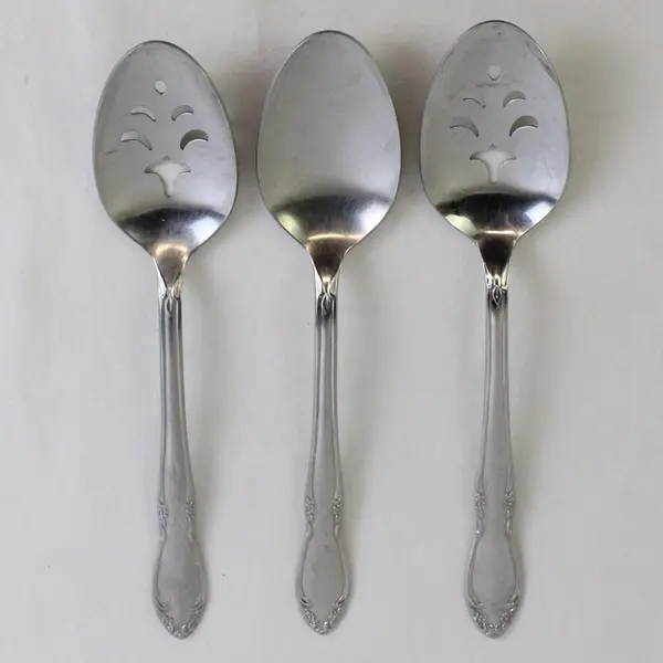 Lot Of 3 Oneida Silver Plantation (Stainless) Flatware 2 Pierced 1 Solid Spoon
