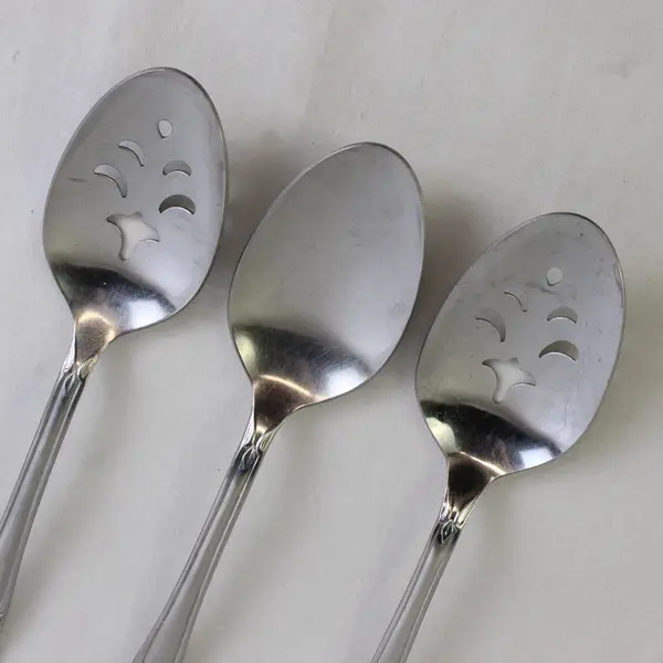 Lot Of 3 Oneida Silver Plantation (Stainless) Flatware 2 Pierced 1 Solid Spoon