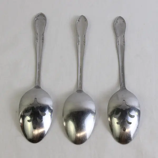 Lot Of 3 Oneida Silver Plantation (Stainless) Flatware 2 Pierced 1 Solid Spoon
