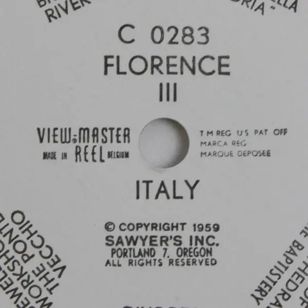 View Master Single Reel C 0283 Florence Italy III 1959