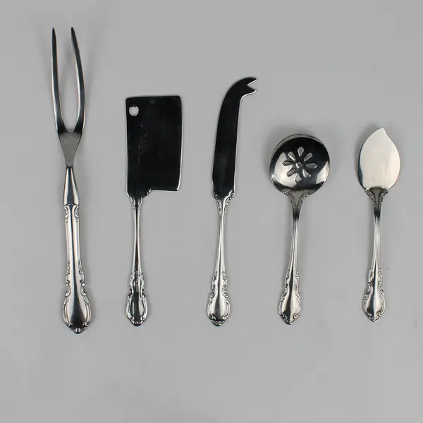 Lot of 5 RSVP Wimberly 18/10 Cheese Knives Jelly Server Bon Bon Spoon Steak Fork