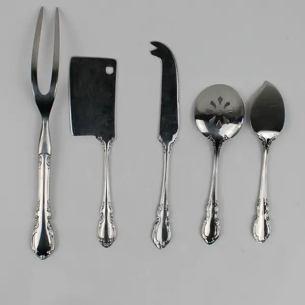 Lot of 5 RSVP Wimberly 18/10 Cheese Knives Jelly Server Bon Bon Spoon Steak Fork