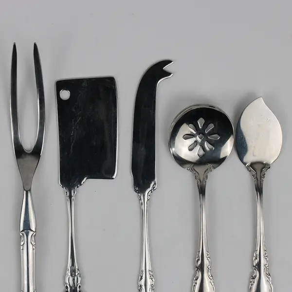 Lot of 5 RSVP Wimberly 18/10 Cheese Knives Jelly Server Bon Bon Spoon Steak Fork