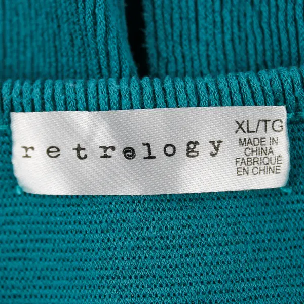 Retrology Women's XL Teal Half Sleeve Functional Button Open Slit Back Blouse