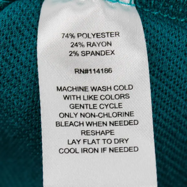 Retrology Women's XL Teal Half Sleeve Functional Button Open Slit Back Blouse