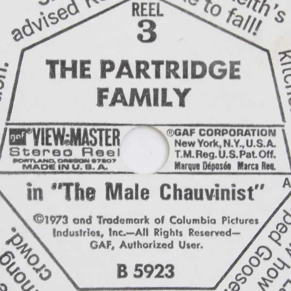 View Master Single Reel B 5923 Partridge Family TV Show The Male Chauvinist 1973