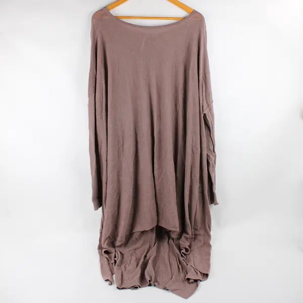 Free People Women's M/L Faded Brown Bianca Linen-Blend Long Tunic