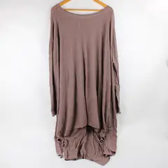 Free People Women's M/L Faded Brown Bianca Linen-Blend Long Tunic