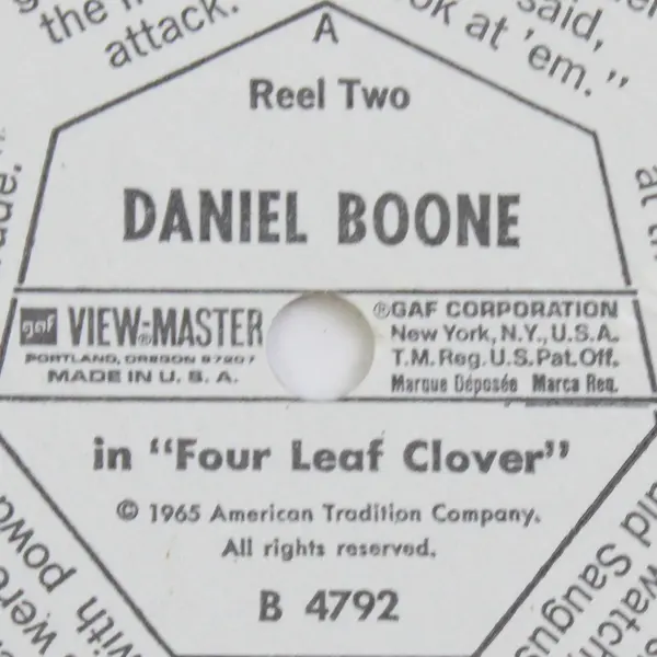 View Master Single Reel B 4792 Daniel Boone TV Show Four Leaf Clover 1965