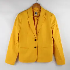 Anne Klein Women's 6 Bright Yellow Single Breasted Blazer Jacket