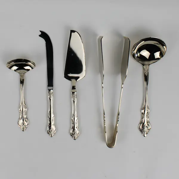 Lot of 5 RSVP RXV2 Gold Electroplate Salad Tongs Cheese Knives Ladles