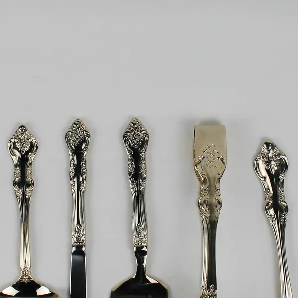 Lot of 5 RSVP RXV2 Gold Electroplate Salad Tongs Cheese Knives Ladles