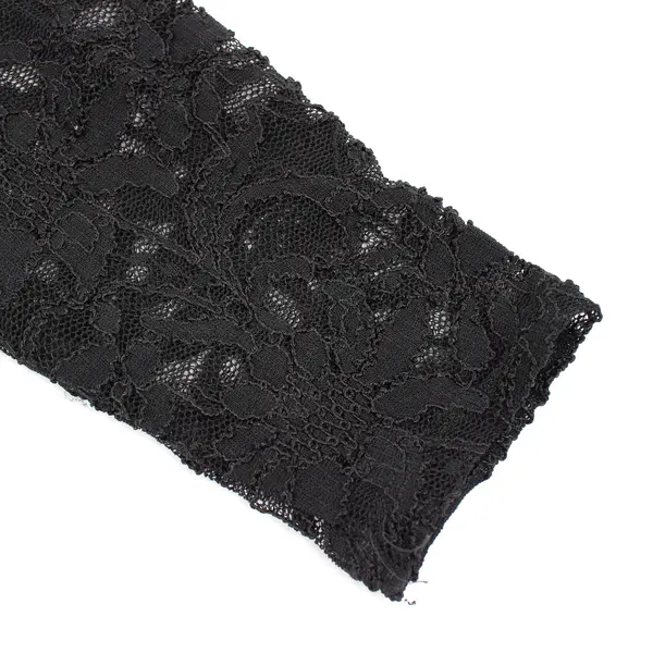 Chico’s Women's 0 Black Semi-Sheer Lace High Neck Long Sleeve Blouse