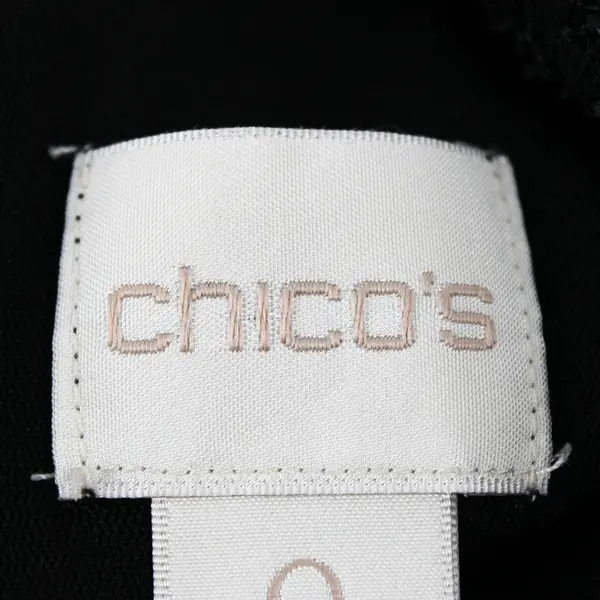 Chico’s Women's 0 Black Semi-Sheer Lace High Neck Long Sleeve Blouse