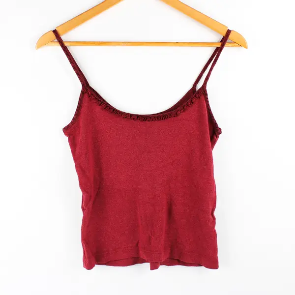 Vintage Leopold Women's L Deep Red Spaghetti Strap Cropped Tank Top 