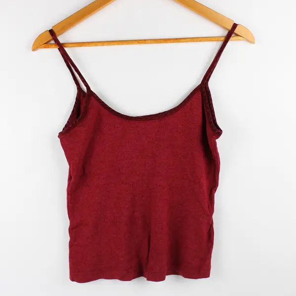 Vintage Leopold Women's L Deep Red Spaghetti Strap Cropped Tank Top 