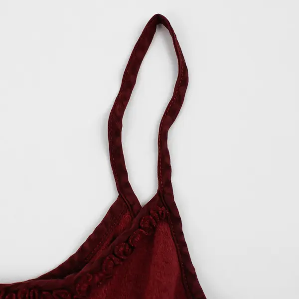 Vintage Leopold Women's L Deep Red Spaghetti Strap Cropped Tank Top 