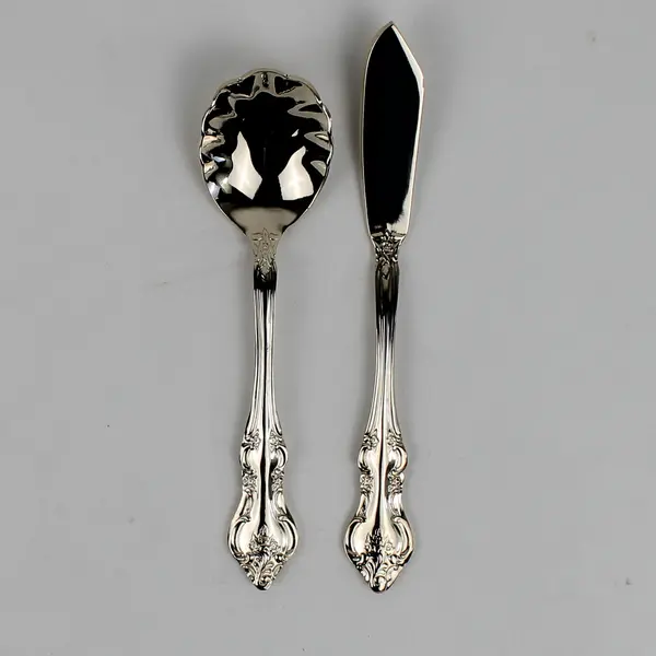 Lot of 2 RSVP RXV2 Sugar Spoon Butter Knife Gold Electroplate Flatware