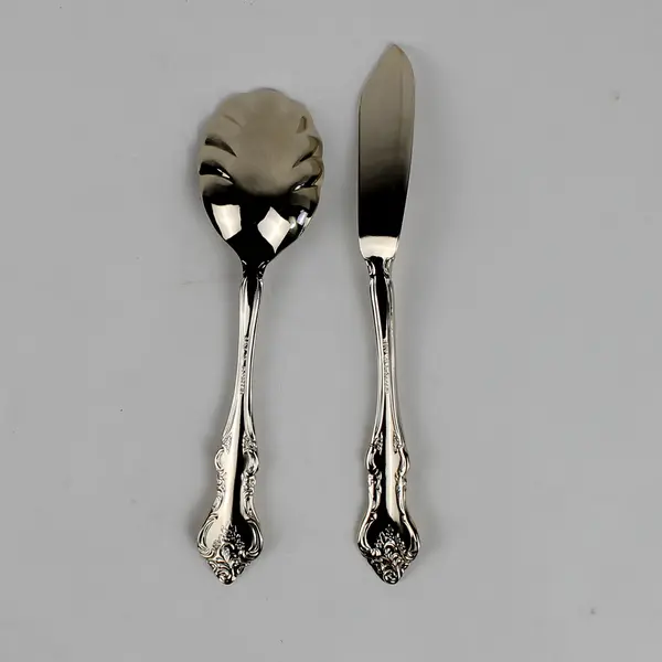 Lot of 2 RSVP RXV2 Sugar Spoon Butter Knife Gold Electroplate Flatware