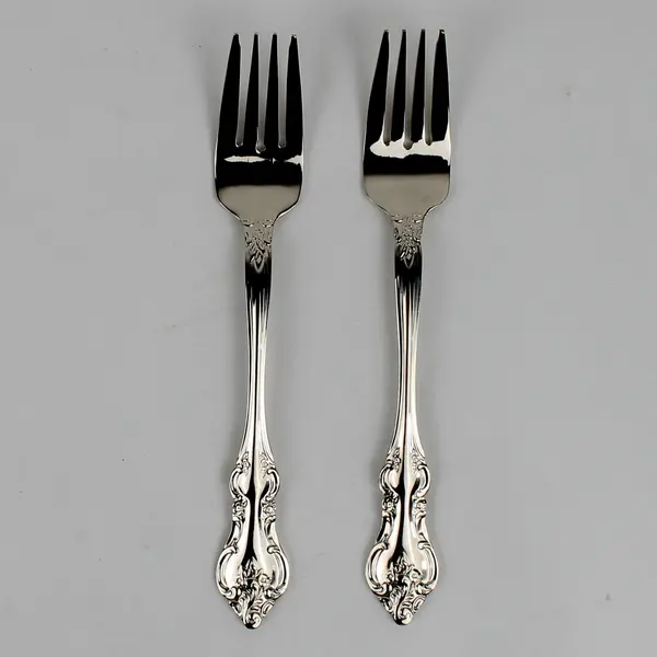 Lot of 2 RSVP RXV2 Salad Fork Gold Electroplate 7.25" Long Flatware