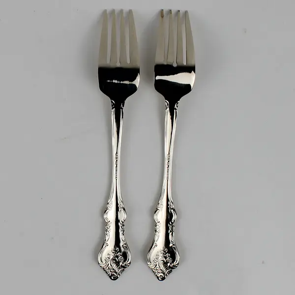 Lot of 2 RSVP RXV2 Salad Fork Gold Electroplate 7.25" Long Flatware
