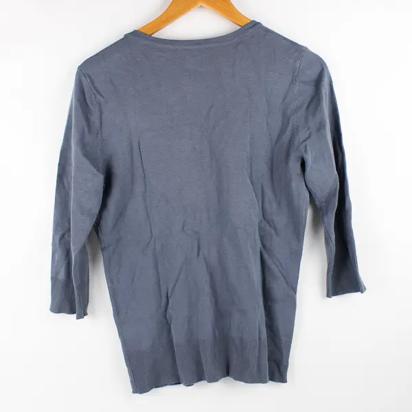 14th & Union Women's L Light Gray Half Sleeve Button Up Cardigan Sweater