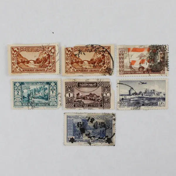Lot Of 7 French Lebanon Piastre Stamps Used 1930s