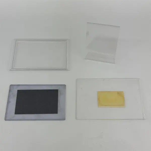 Lot of 4 Clear Plastic Photo or Signs Frames Assorted Sizes & Shapes