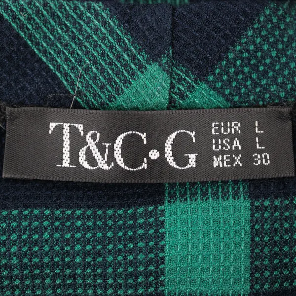 T&C.G Women's L Green Plaid Short Sleeve Fit & Flare Dress w/Pockets