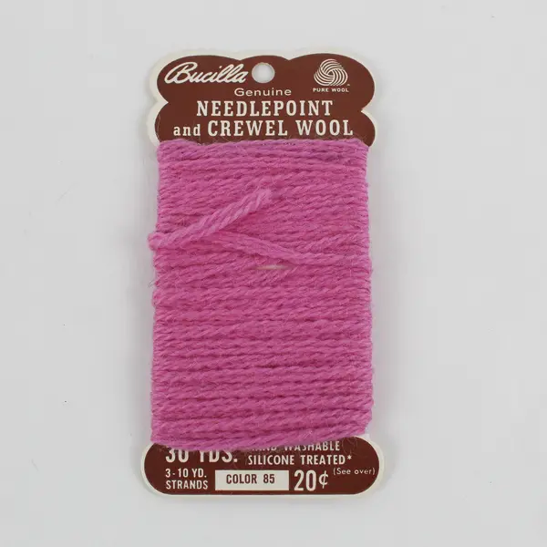 Lot of 2 Cards VTG Bucilla Needlepoint and Crewel Wool Yards Pink and Green