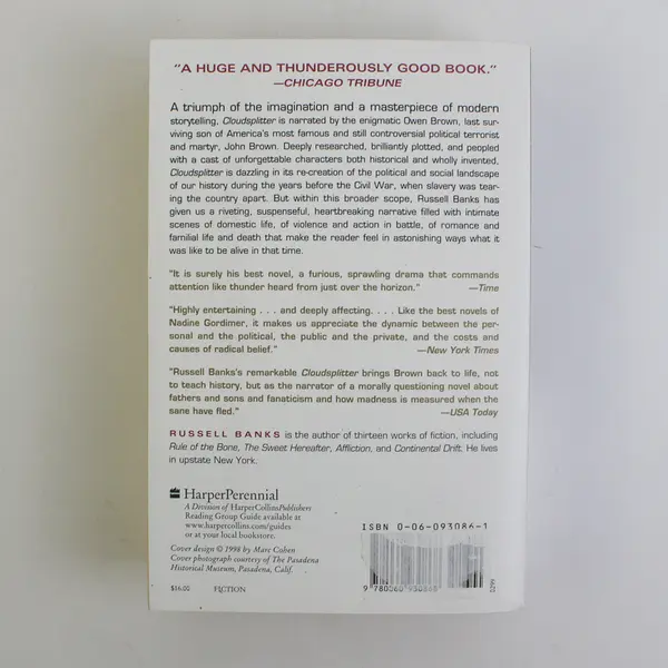 Cloudsplitter by Russell Banks Historical Fiction 1999 Paperback Good