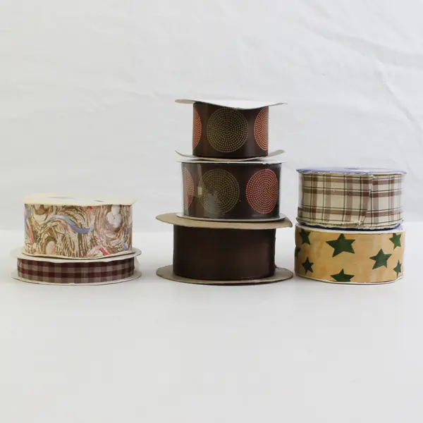 Lot of 7 New Ribbon Rolls Mixed Autumnal Earth Tones