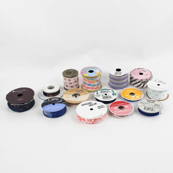 Lot of 14 Fabric Ribbon Rolls Varied Colors Decor Gift Wrapping