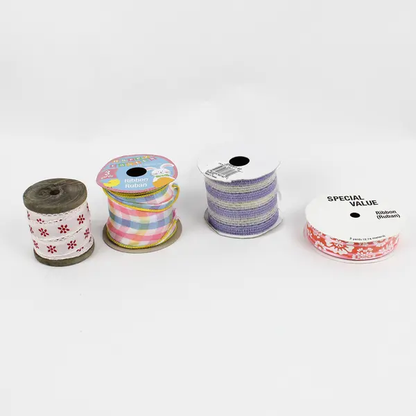 Lot of 14 Fabric Ribbon Rolls Varied Colors Decor Gift Wrapping