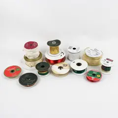Lot of 13 Fabric Ribbon Rolls Christmas Holiday Decor Gift Wrapping