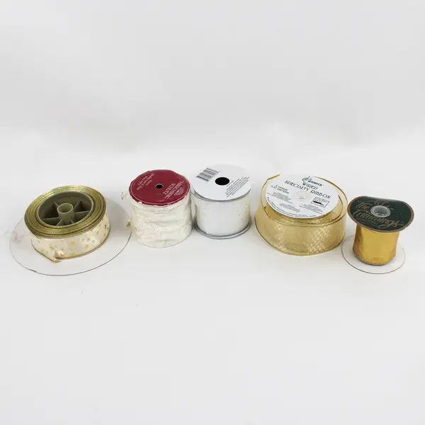 Lot of 13 Fabric Ribbon Rolls Christmas Holiday Decor Gift Wrapping