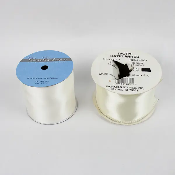 Lot of 8 Fabric Ribbon Rolls White and Off-White Decor Gift Wrapping