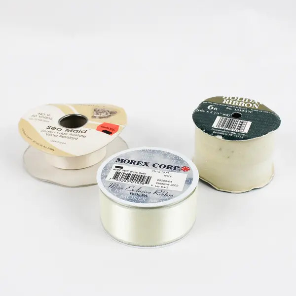 Lot of 8 Fabric Ribbon Rolls White and Off-White Decor Gift Wrapping