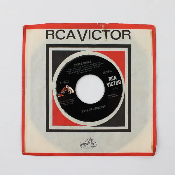 Waylon Jennings 45 Record Green River & Silver Ribbons RCA 47-9025
