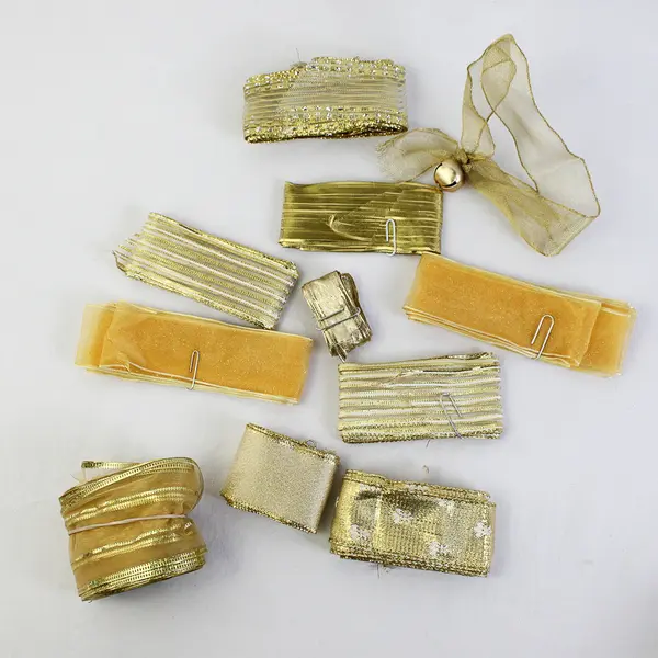 1 lb Lot Gift Ribbon Scraps Varied Colors and Materials