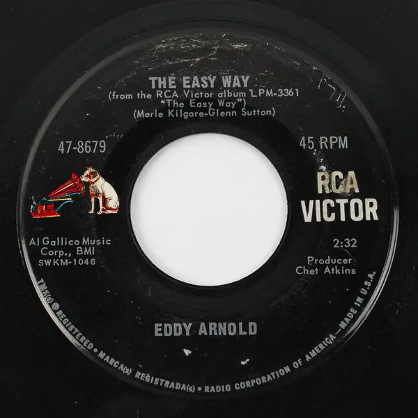Eddy Arnold 45 Record RCA Victor Records Make the World Go Away / The Easy Way