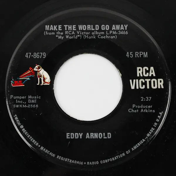 Eddy Arnold 45 Record RCA Victor Records Make the World Go Away / The Easy Way