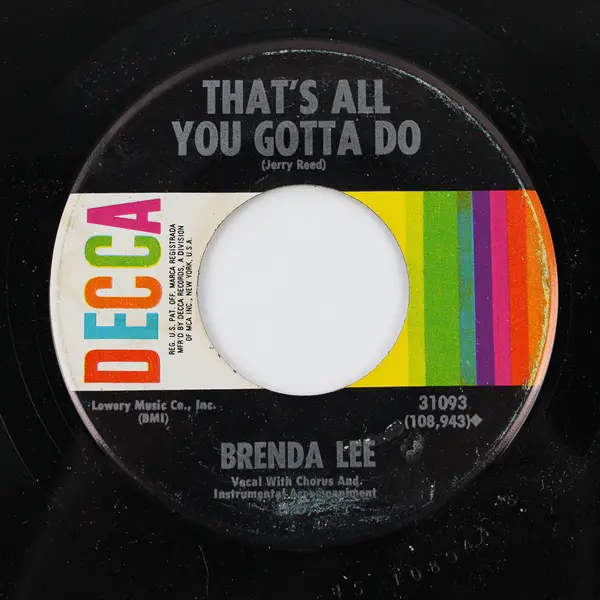 Brenda Lee 45 RPM Vinyl Single "I'm Sorry / That's All You Gotta Do" Decca