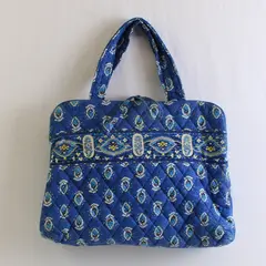 Americana by Sharif  Floral Quilted Blue Tote Cosmetic Toiletry Bag